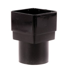Square Round Downpipe Adaptor - Black
