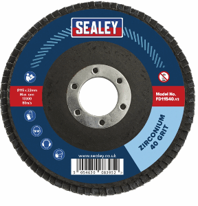 SEALEY Zirconium Flap Discs - Ø115mm 22mm Bore