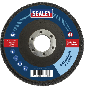 SEALEY Zirconium Flap Disc Ø115mm & 22mm Bore - 40 Grit