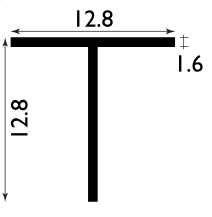 12mm Aluminium T-Section - 2 metres