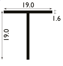 19mm Aluminium T-Section - 2 metres