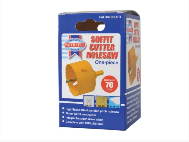 Faithfull Soffit Cutter Holesaw 70mm One Piece 2