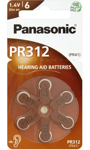 Panasonic PR312 Hearing Aid Batteries