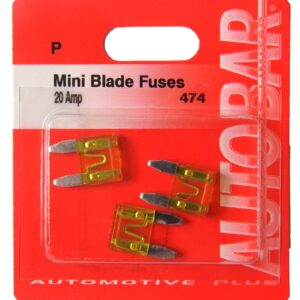 AUTOBAR Mini Blade Fuses - 20 Amp (Pk 3)