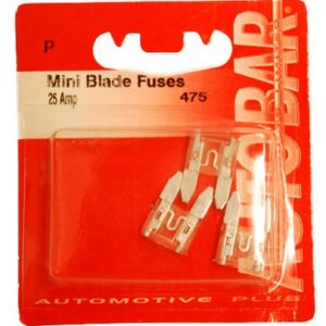 AUTOBAR Mini Blade Fuses - 25 Amp (Pk 3)