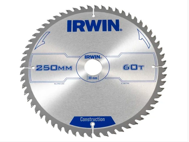 IRWIN Circular Saw Blade 250 x 30mm x 60T ATB