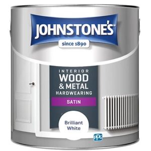 Johnstone's Hardwearing Satin Finish Paint - Brilliant White - 750ml