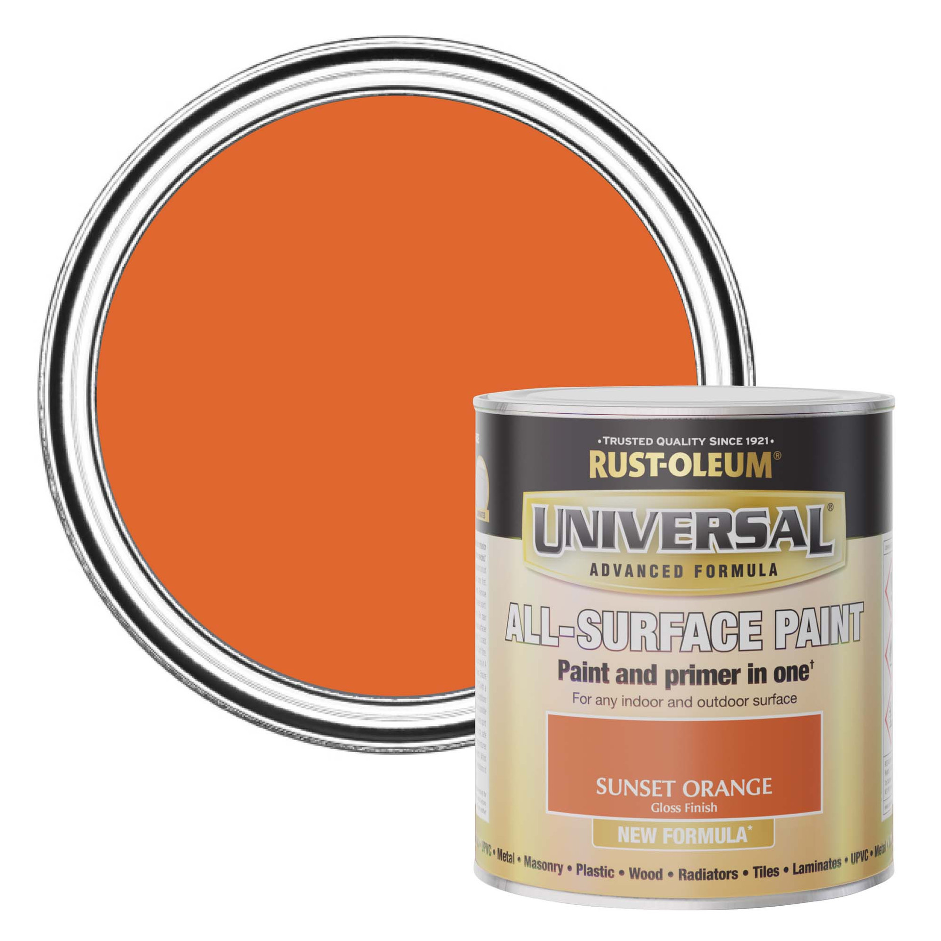 Universal All-Surface Gloss Paint - Sunset Orange 750ml